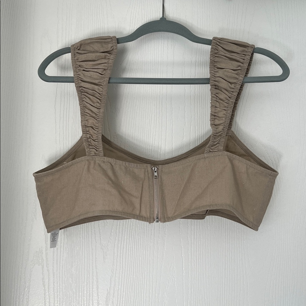 Pretty Little Thing Maternity Stone Linen-look Crop Top & Skirt - Picture 3 of 5
